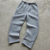 Retro Y2k Street Trendy Men and Women Hip Hop embroidery Casual Trousers Elastic Waist Zipper Loose Solid Color Sports Pants