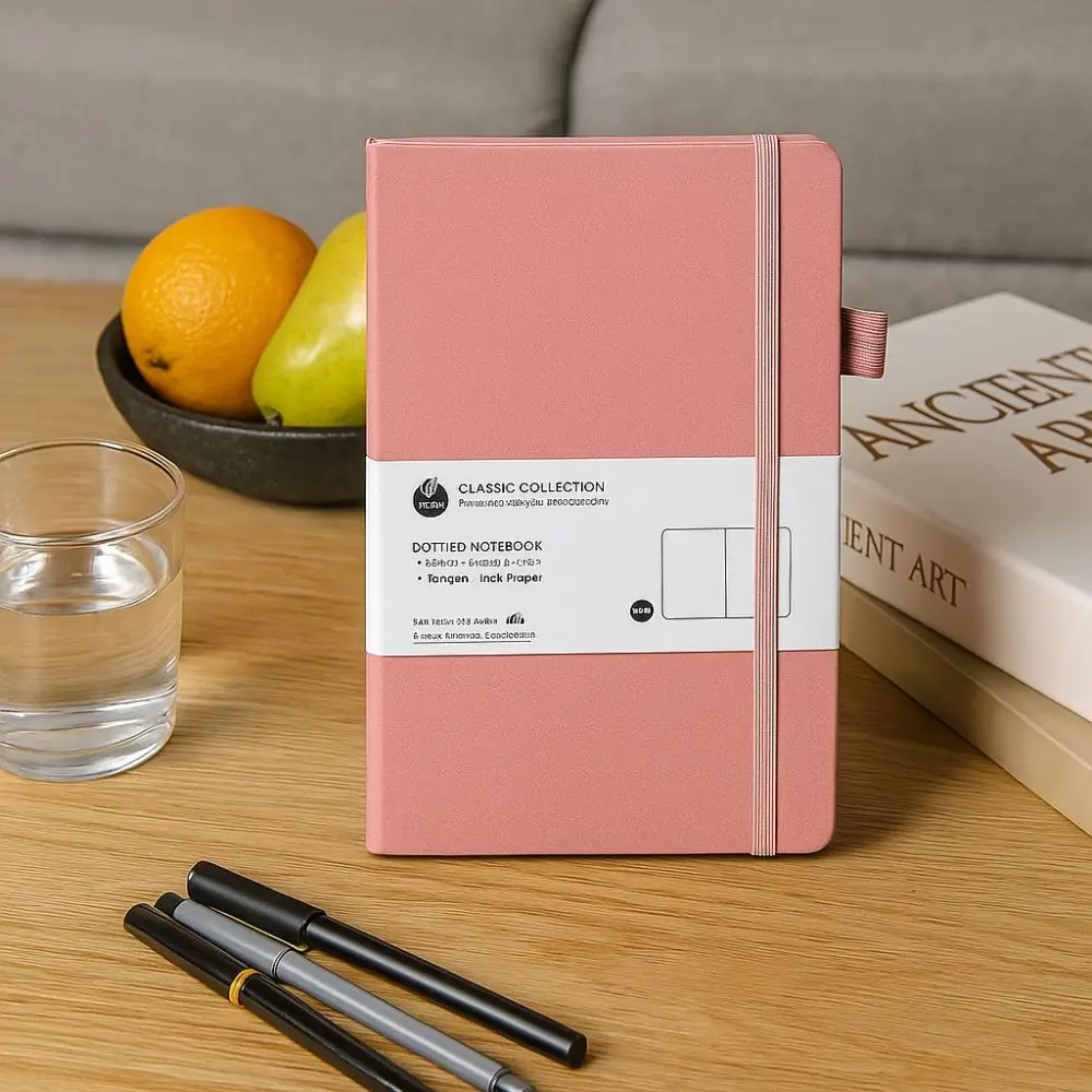 Simple Premium A5 Notebook Tie-strap Back Pocket Journal Notebook Bookmark Ribbon Business Notebook Business