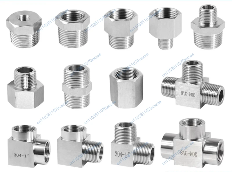 Raccord de tuyau d'huile hydraulique en T, filetage intérieur et extérieur haute pression en acier inoxydable 304, 1/8 "3/8" 1/4 "3/4" 3/4 ", 10 pièces