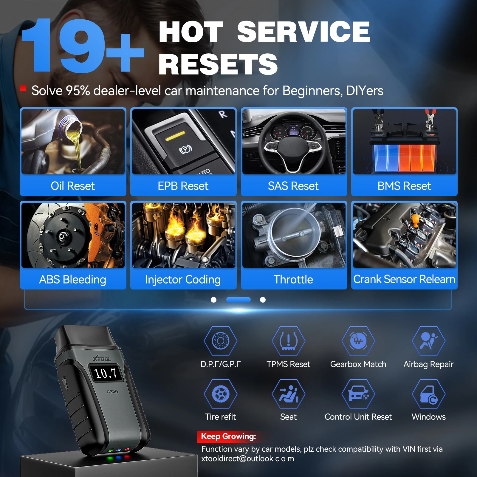 XTOOL Anyscan A30D Obd2 الماسح الضوئي قارئ رمز السيارة اللاسلكي ثنائي الاتجاه مع تحديثات مدى الحياة و19 إعادة تعيين FCA AutoAuth CANFD