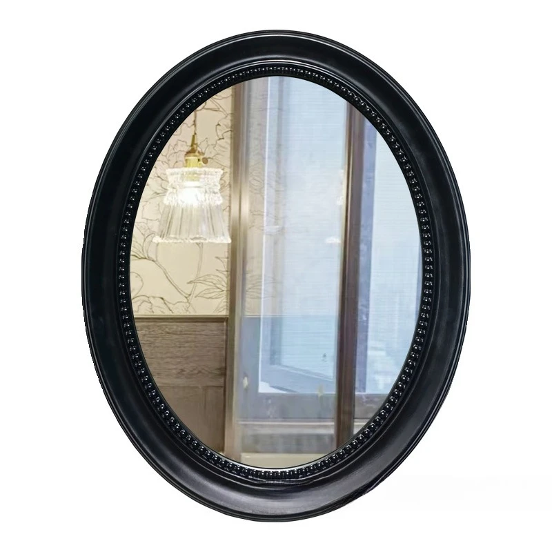 Vintage Black American Oval Wall Mirror Toilet Bathroom Mirror Dressing Mirror Modern French