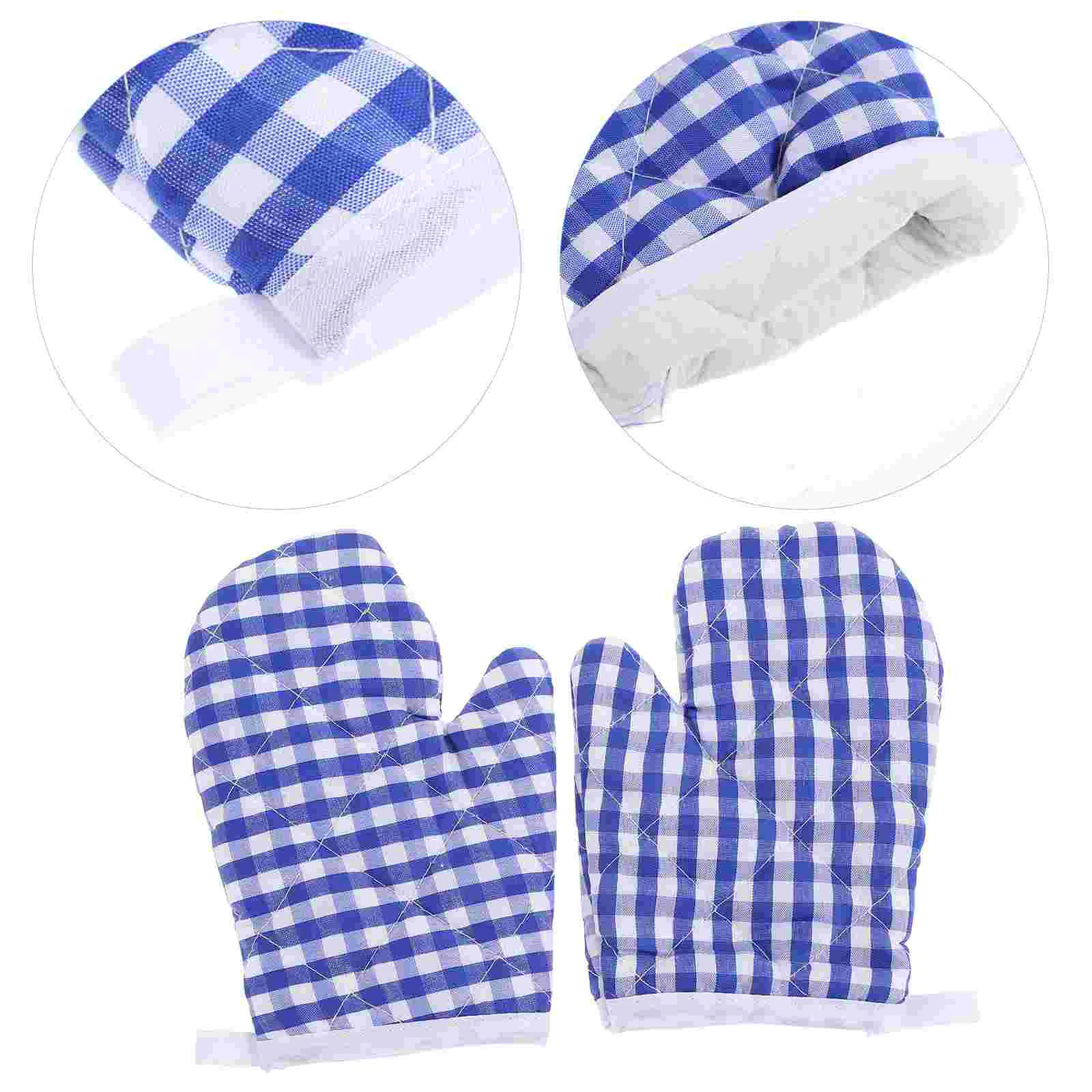 2 Pcs Microwave Gloves Kitchen Kids Baking Child Black Oven Mitts Polyester Mittens Toddler Small Air Fryer