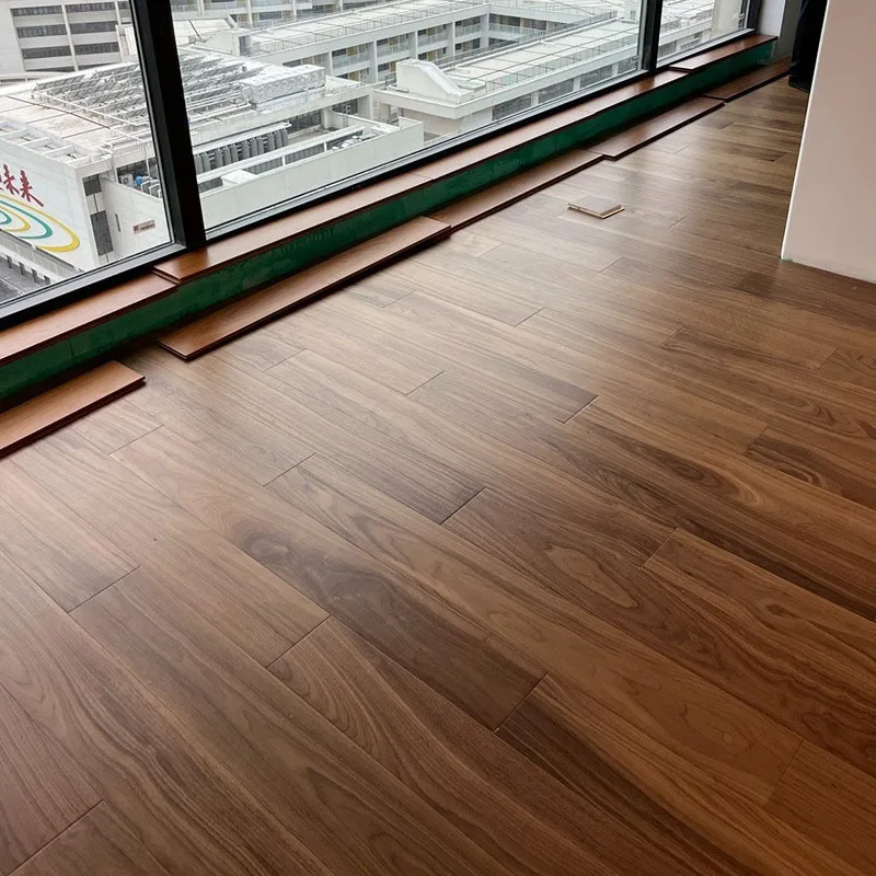 North American black walnut pure three-layer solid wood floor walnut high-end black walnut pure three-layer