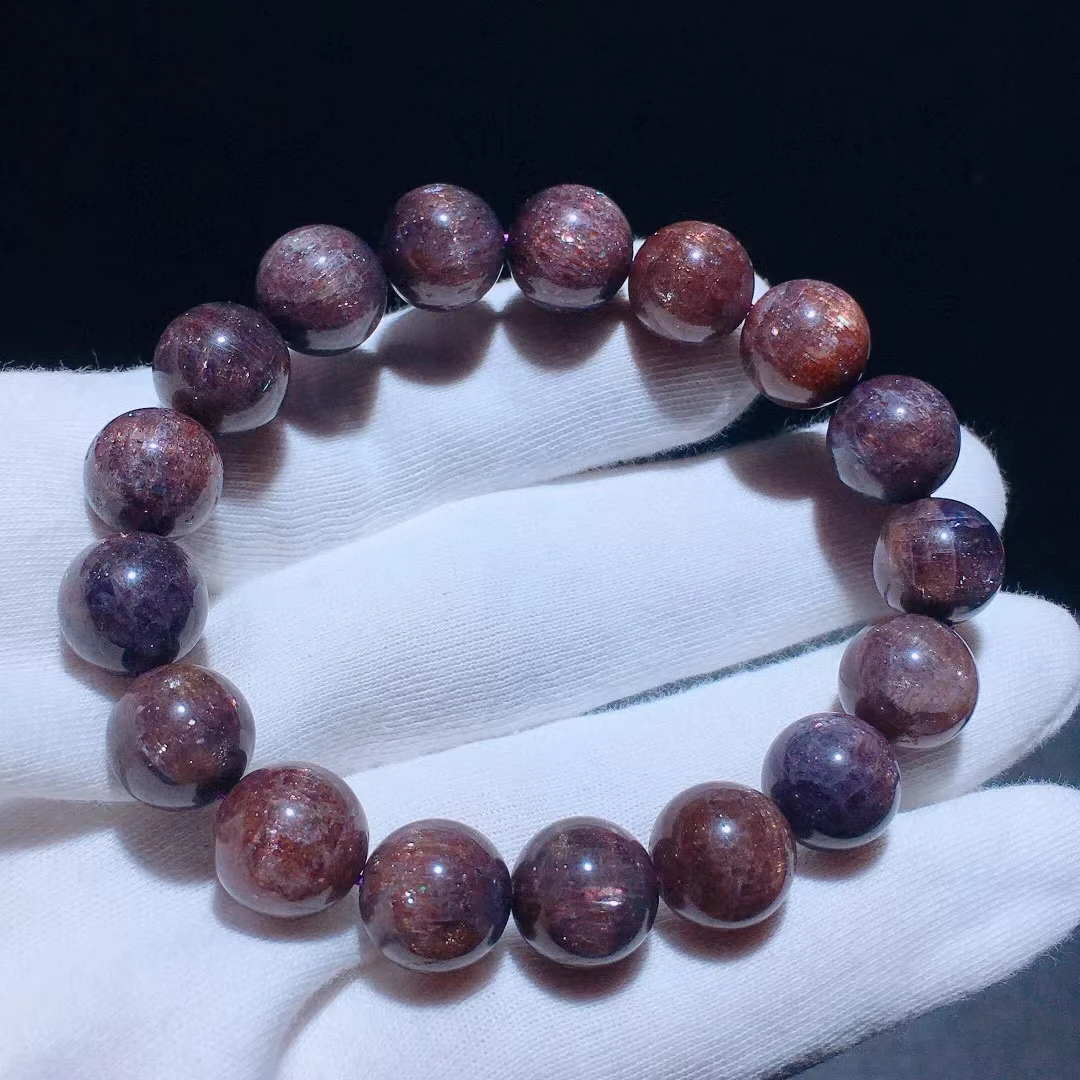 

Natural Blue Dichroite Cordierite Red Blood Iolite Bracelet 12mm Women Men Crystal Clear Round Beads AAAAAA