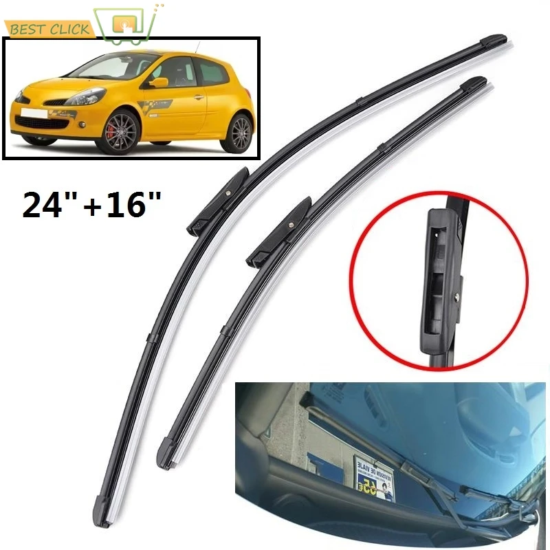 24\'\'+16\'\' Front Window Wiper Blades For Renault Clio 3 III Grandtour 2005 - 2012 Car Windshield Windscreen Wiper Window Brushes