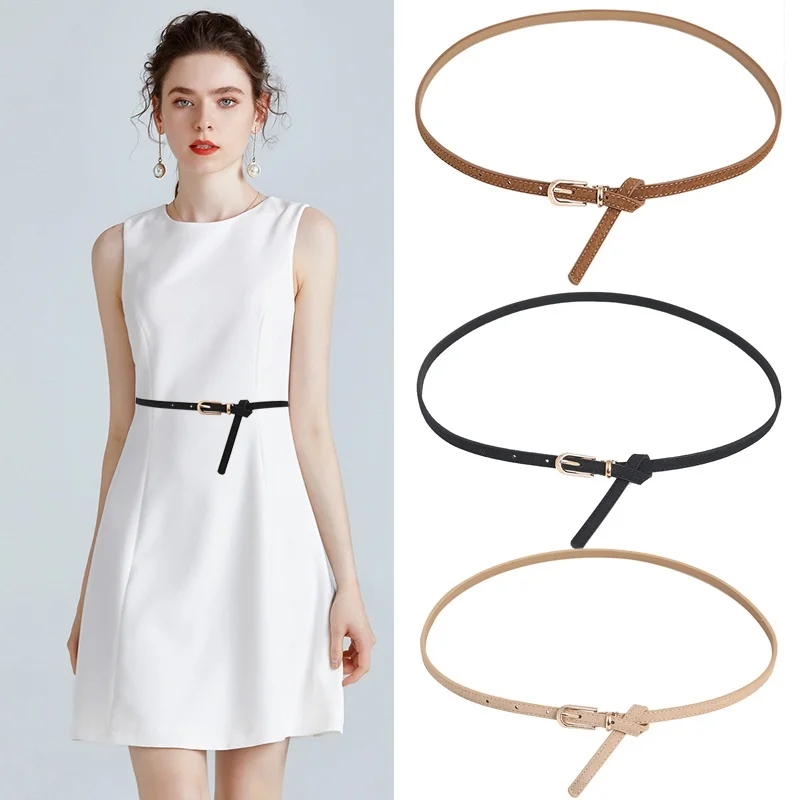 エレガントな細いウエストベルト女性用-2026-新しいスタイル装飾的なマッチングスカートセーターハイエンド感覚多用途デザインブラックレザーベルト