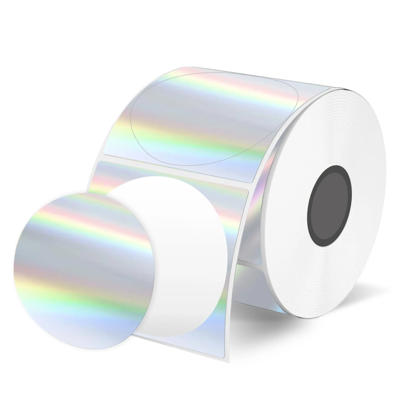 Round Holographic Silver Labels 50x50mm 200PCS/Roll Laser Label Compatible with M200 M110 For Barcode DIY Logo Design Thank Card