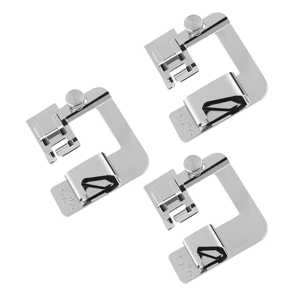 

3pcs Sewing Machine Presser Foot Set Kit Rolled Hemmer Seam Supplies Feet Lock for Home Durable Metal Easy Install Anti Rust