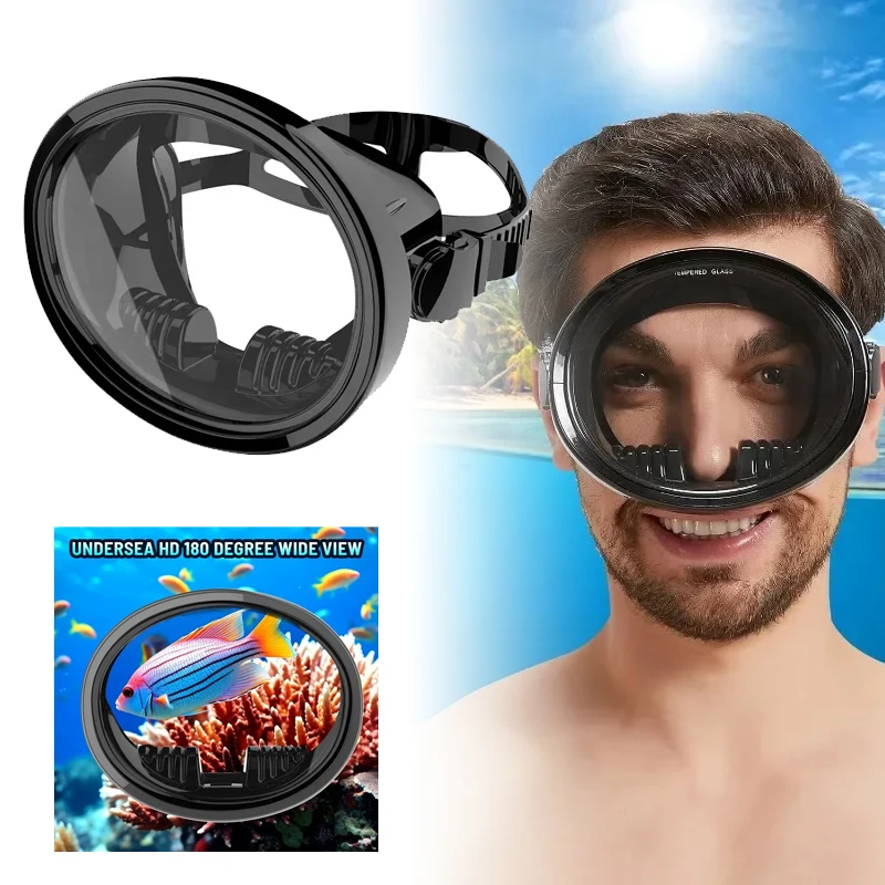 HD Diving Goggles Mask Anti-Fog Spearfishing Mask Freediving Mask Clear Panoramic Goggle with Adjustable Buckle for Free Diving