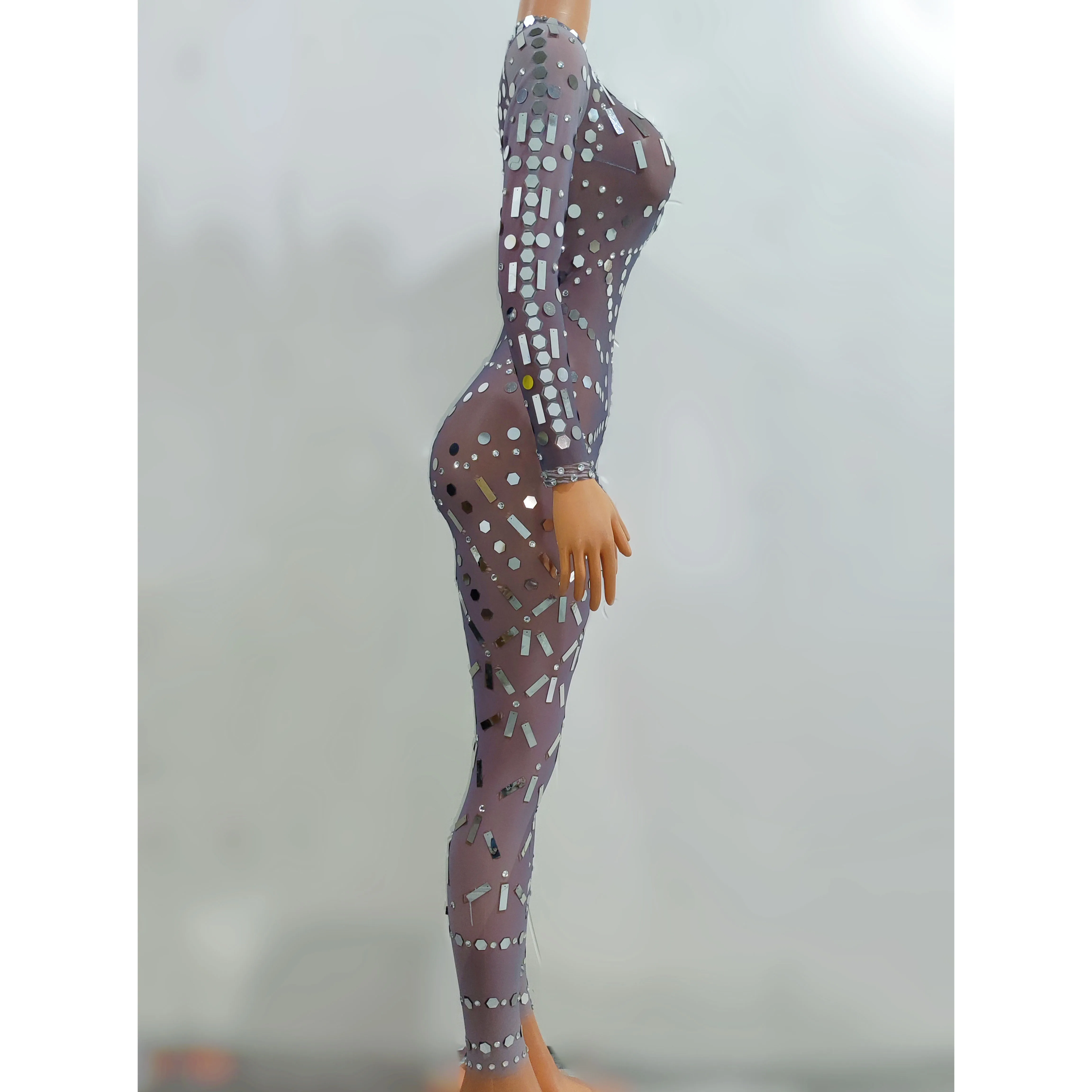 Estiramento pólo dança traje lantejoulas macacão drag queen outfit cantor desempenho palco wear boate dj ds rave roupas yj015