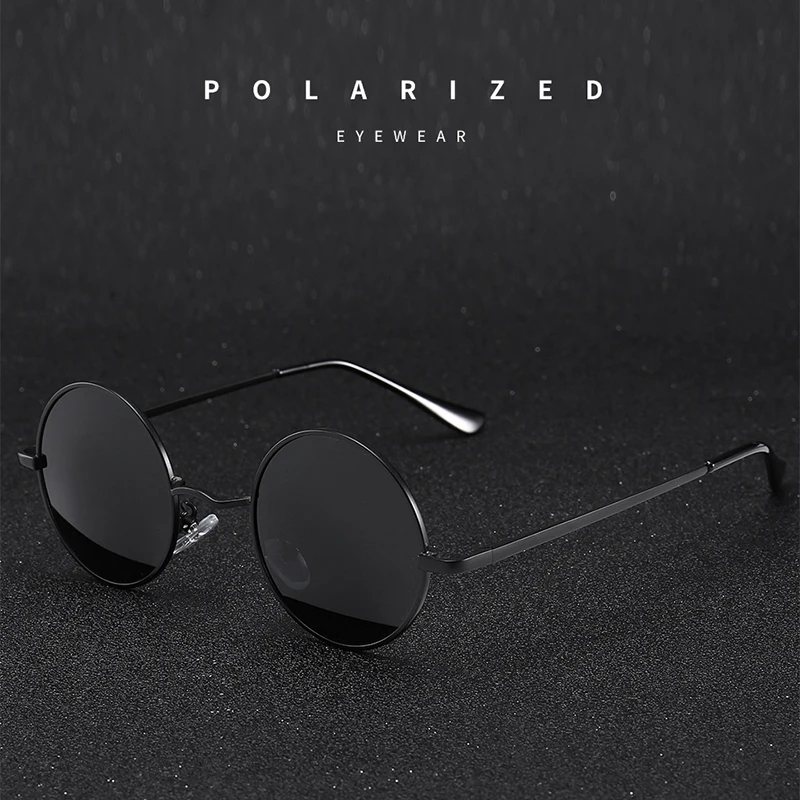 Retro Vintage Round Sunglasses Men Brand Designer Sun Glasses Women Alloy Metal Frame Black Lens Eyewear Driving UV400 view 4
