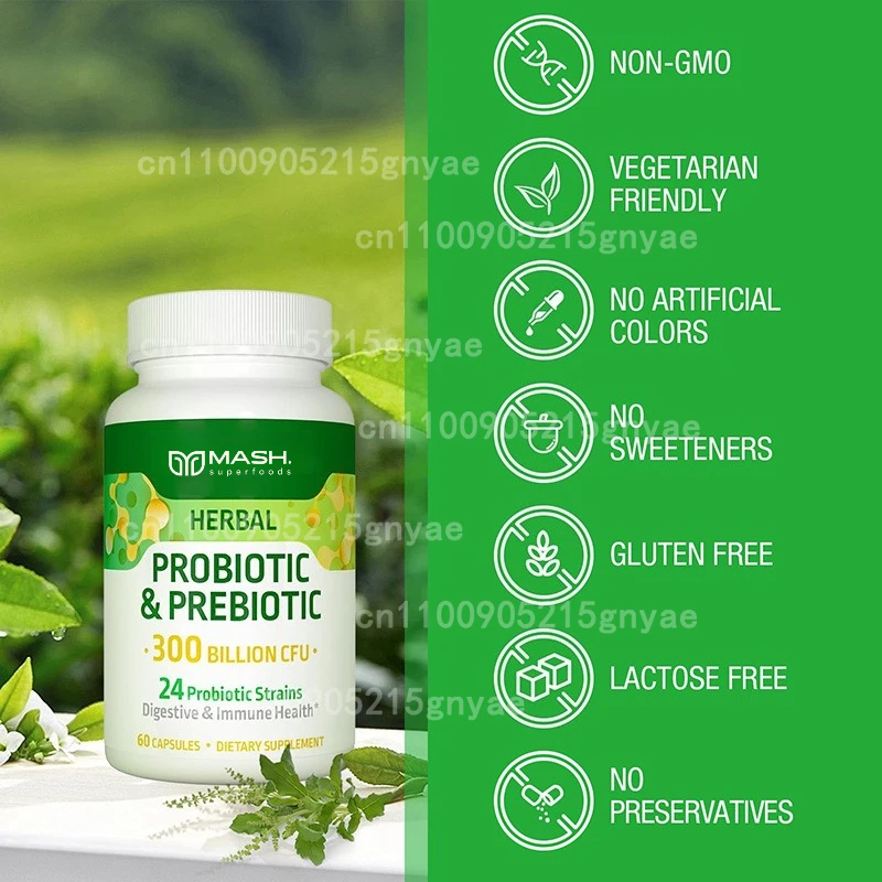 

100 Billion CFU of Female Probiotics+prebiotic Fiber+digestive Enzymes+herbal Mixture - Immune and Digestive Health -60 Capsules