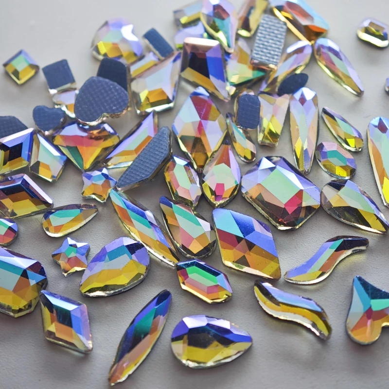 AWJJ Top Quality 100/500Pcs Mix Shape Glass Hotfix Crystal Rhinestones Flatback Stones DIY Crafts Dress Clothes Decorations