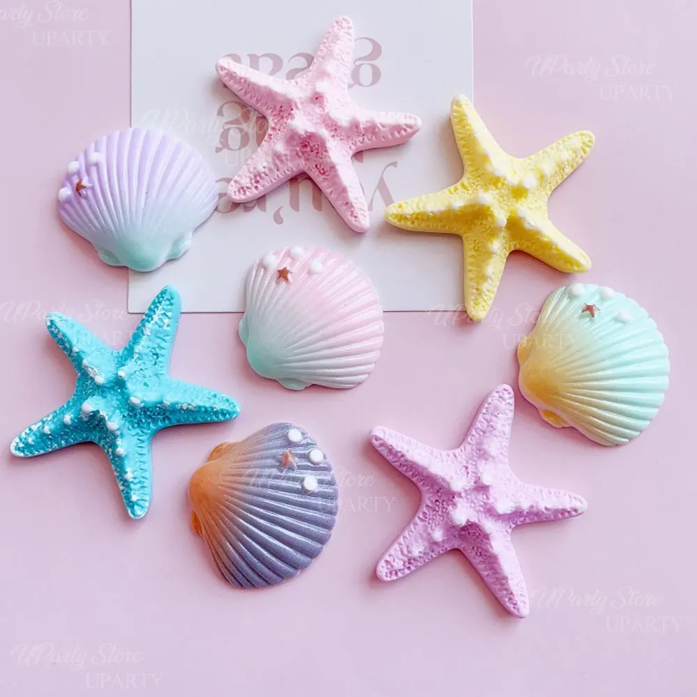 10 Stück Ozean Muschel Kuchen Topper Harz Blau Gelb Weiß Muschel Seestern Cupcake Topper für Ozean Meer Alles Gute zum Geburtstag Kuchen Dekor – Detail 10