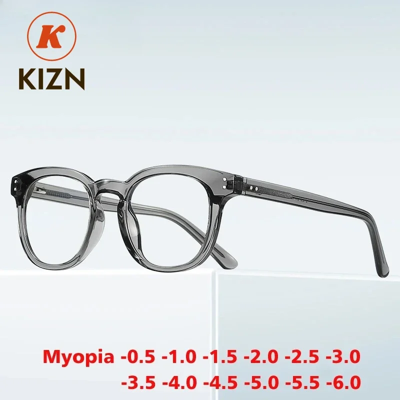 

Очки KIZN с защитой от синего света, для коррекции близорукости, НОВЫЕ, в ретро-оправе из сплава, фотохромные, для женщин и мужчин, с диоптриями от -0.50 до -10