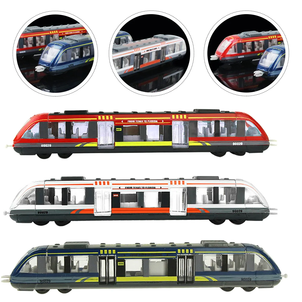 

3 Pcs High Train Small EMU Simulation for Boys Alloy Electric Plaything Toddler