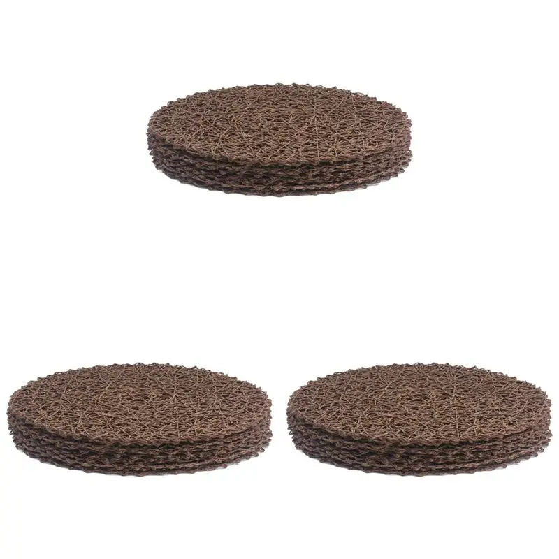 AT21-Round Paper Fiber Woven Place Mats Decorative Braided Natural Mat Holidays Parties Decor 15 Inch Set Of 36 (Coffe)