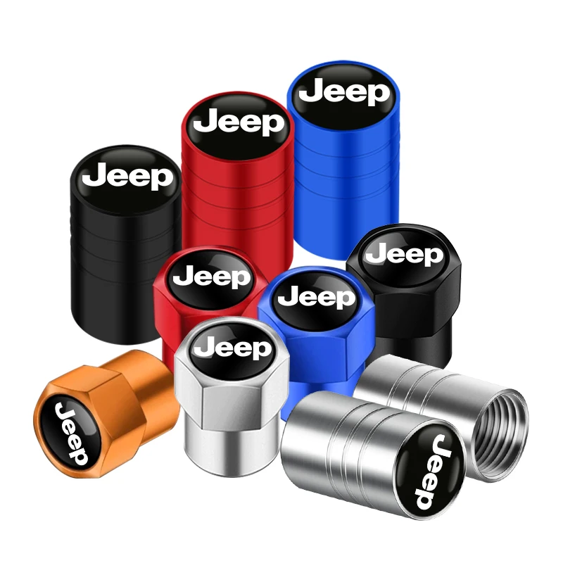 4pcs Metal Car Wheel Tire Valve Caps Stem Case Covers Accessories For Jeep Cherokee Wrangler Compass Patriot Renegade