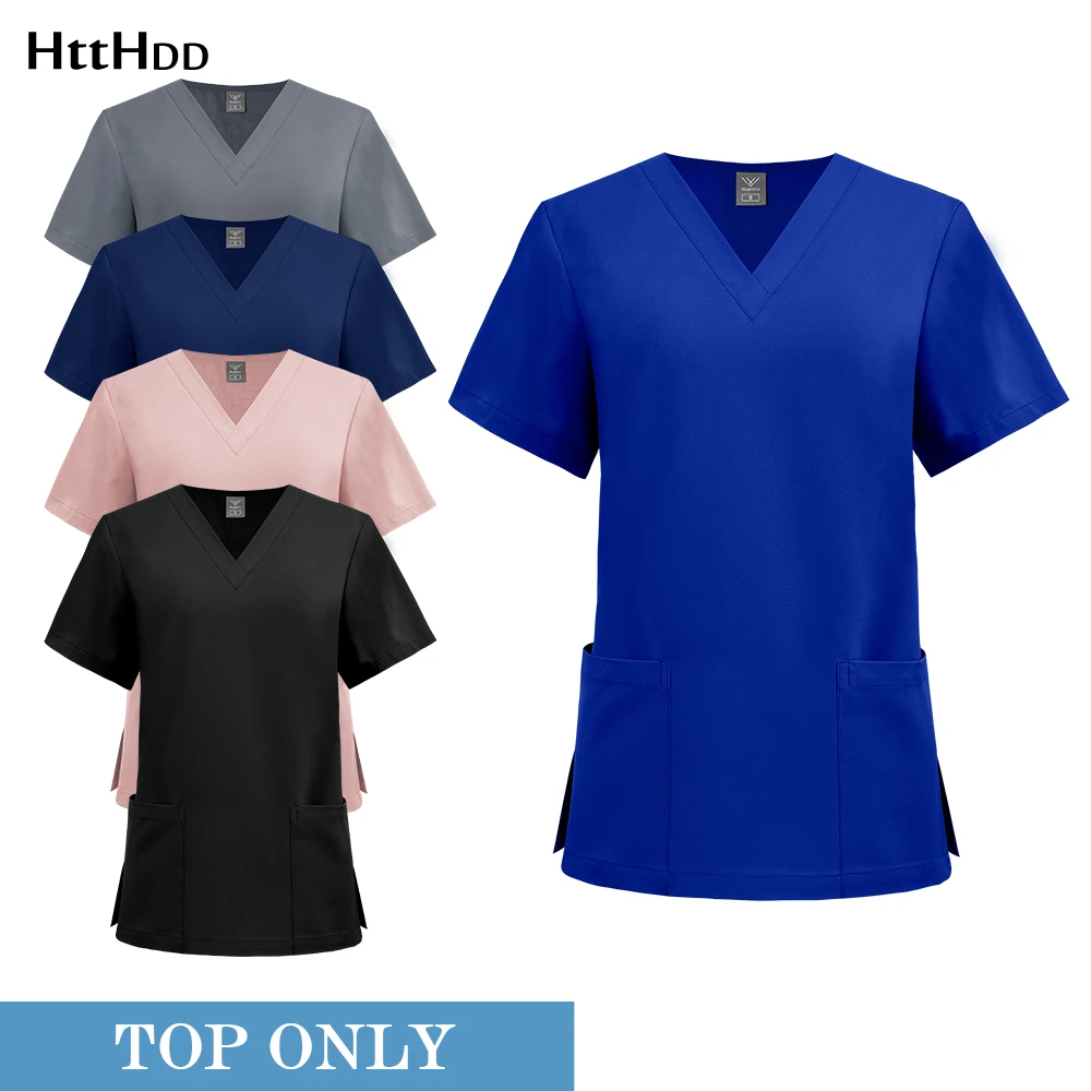 Wholesale Scrub Tops Short-sleeved T-shirt Unisex Breathable Scrubs Surgical Gown Nurse Workwear Solid Color Nurse Doctor Scrubs