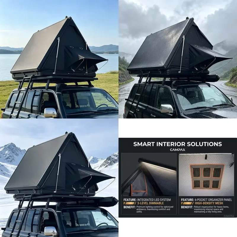 Factory Supply Best Selling Outdoor SUV Roof Top Tent Aluminum HardShell SUV Waterproof Rooftop Tent