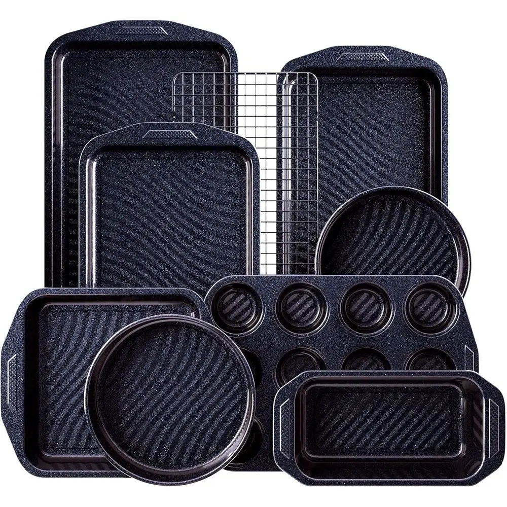

Набор из 9 предметов: антипригарные формы с волнистой текстурой, толщиной 0,8 мм, нетоксичные, для выпечки, включают складные противни для печенья, для приготовления в духовке, для тортов