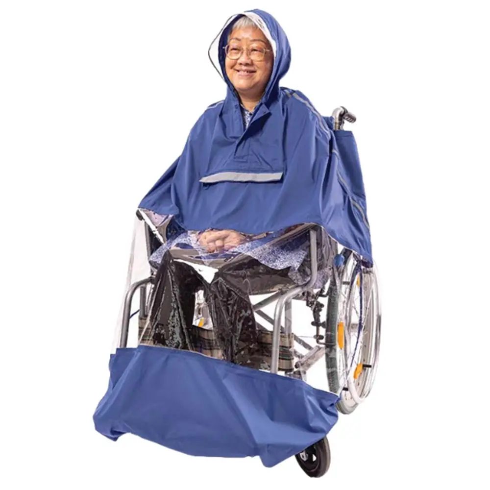 

Reusable Wheelchair Rain Poncho Waterproof Reflective Strip Raincoat Cloak Lightweight Packable Electric Scooter Raincoat