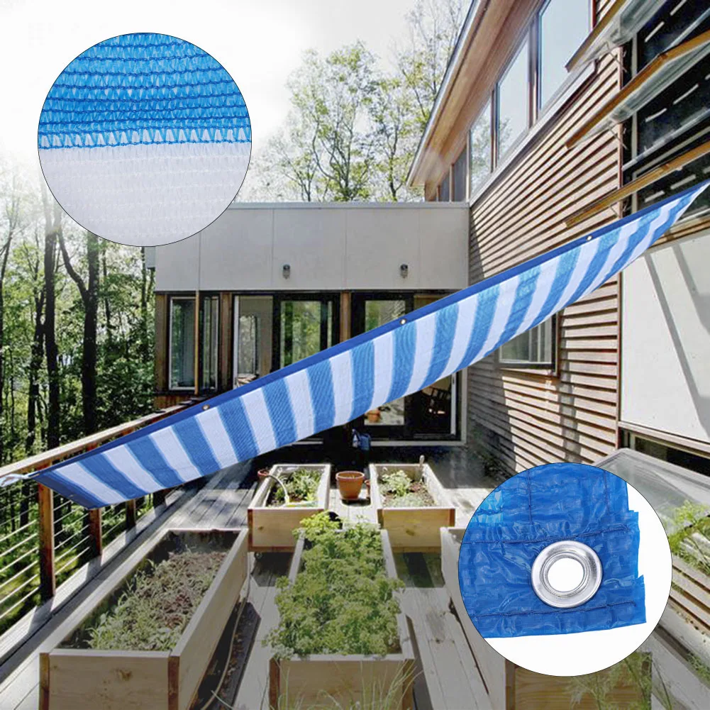 

2x2m Blue White Stripes Sun Shade Cloth Thicken Covered Edge Sunshade Cover Balcony Yard Sun Protection Net