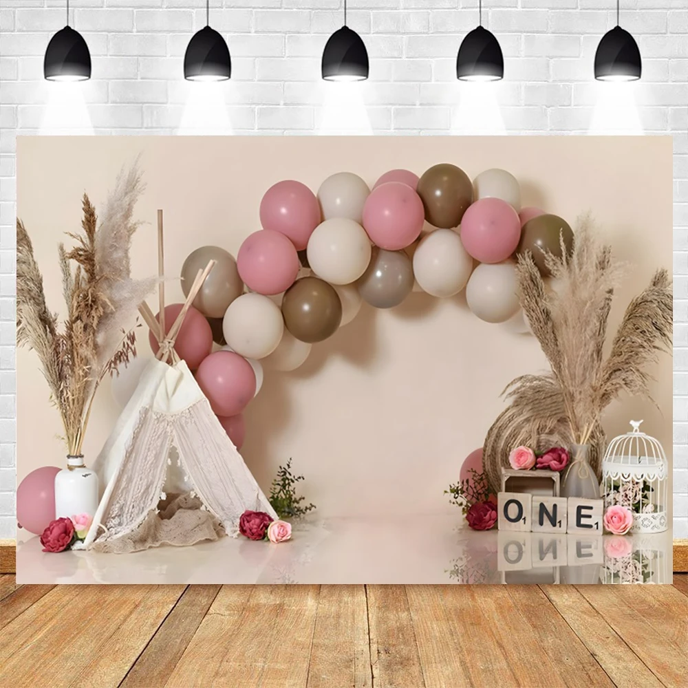 Space Balloons Boho Photography Backdrop Baby Shower Boy Girl 1st Birthday Party Decor Banner Cake Smash Photo Background Props