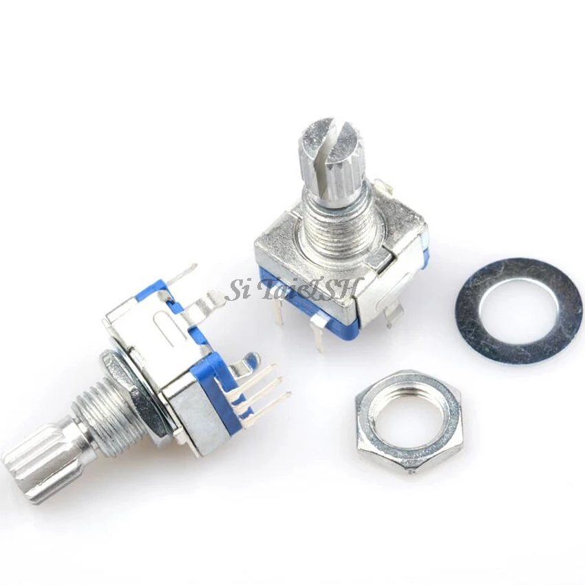 2PCS Plum handle 15mm rotary encoder coding switch / EC11 / digital potentiometer with switch 5 Pin