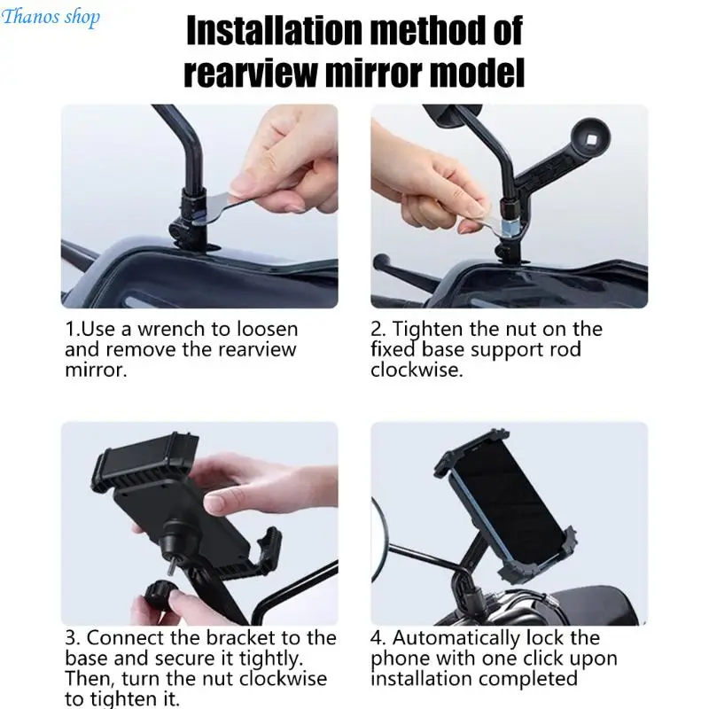 

Motorcycle Phone Mount Holder Bike Phone Holder, Motorcycle Handlebars Cellphone Clamp,AntiShake Phone Mount X37A