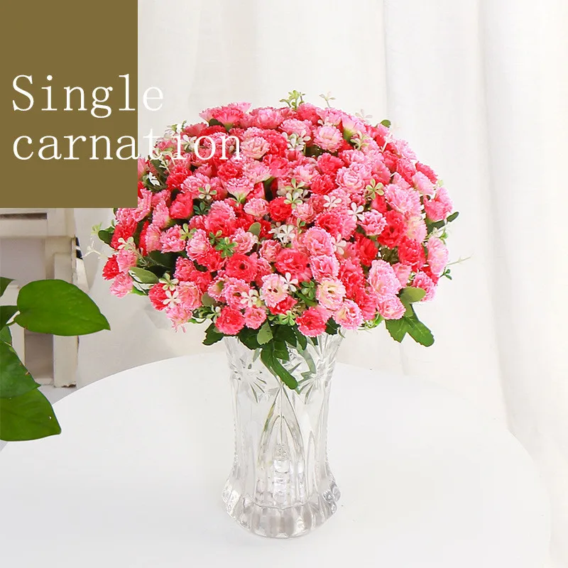 Carnation Beautiful Artificial Flower Colorful Silk Fake Flower Bouquet Home Wedding Christmas Hotel Decoration DIY Decoration