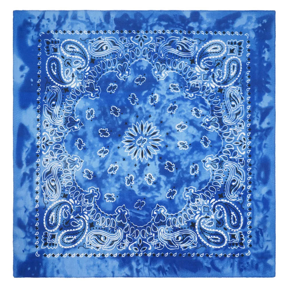 Blue Gradient Paisley Print Bandana Unisex Sport Headwear Polyester Multi-Purpose Face Cover for Gym Hiking Biking Pet Neckwear