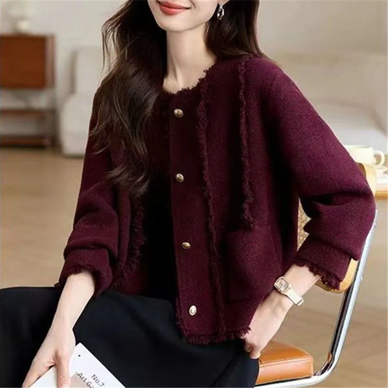 

Women's Sweater Short Coat Loose Style Cardigan Button Pocket Solid Color Top