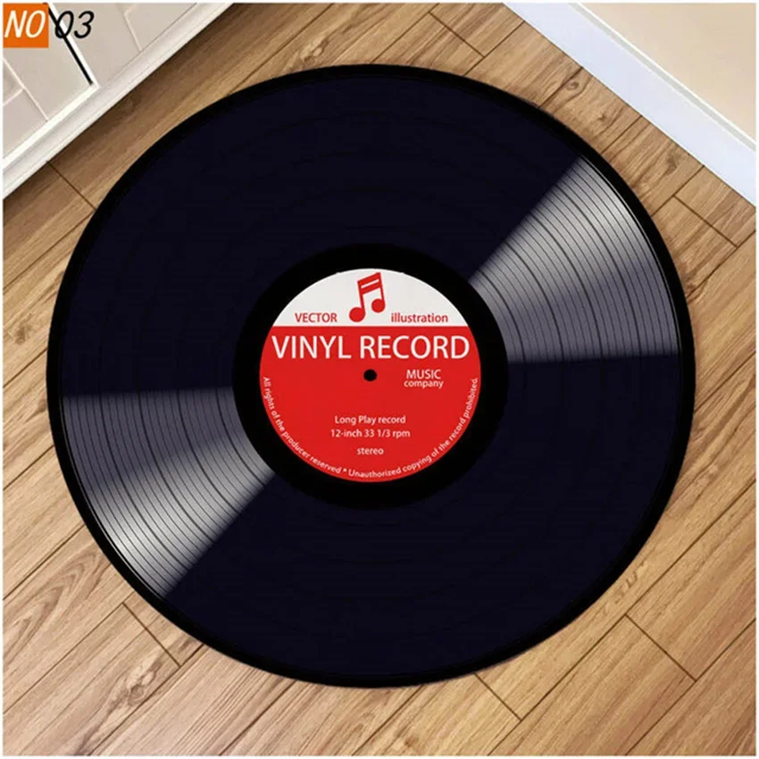 Classic music vinyl Round carpet Living Room Soft Carpet Non-slip  Chair floor mat Home decor children's room