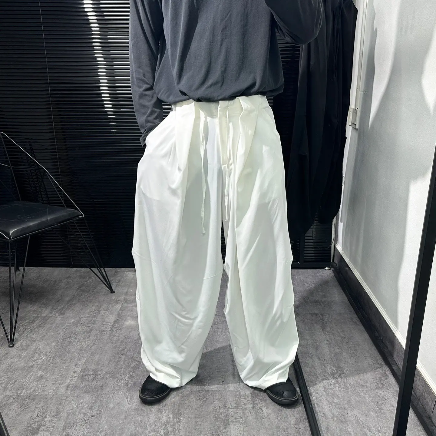Avant-Garde Dark Series High Sense Minimalist Design Casual Pants Men's Autumn Niche Loose Casual All-Match Wide Leg Pants Ins