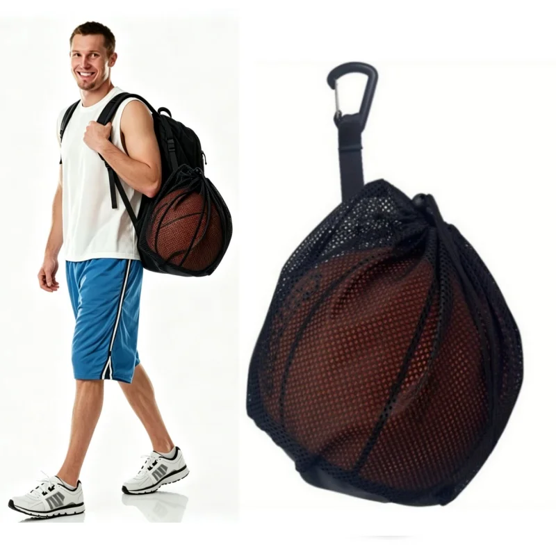 

Lightweight Portable Drawstring Mesh Ball Bag Football Basketball Storage Bag Backpack Small Hang Pouch Sports Team Train Bag