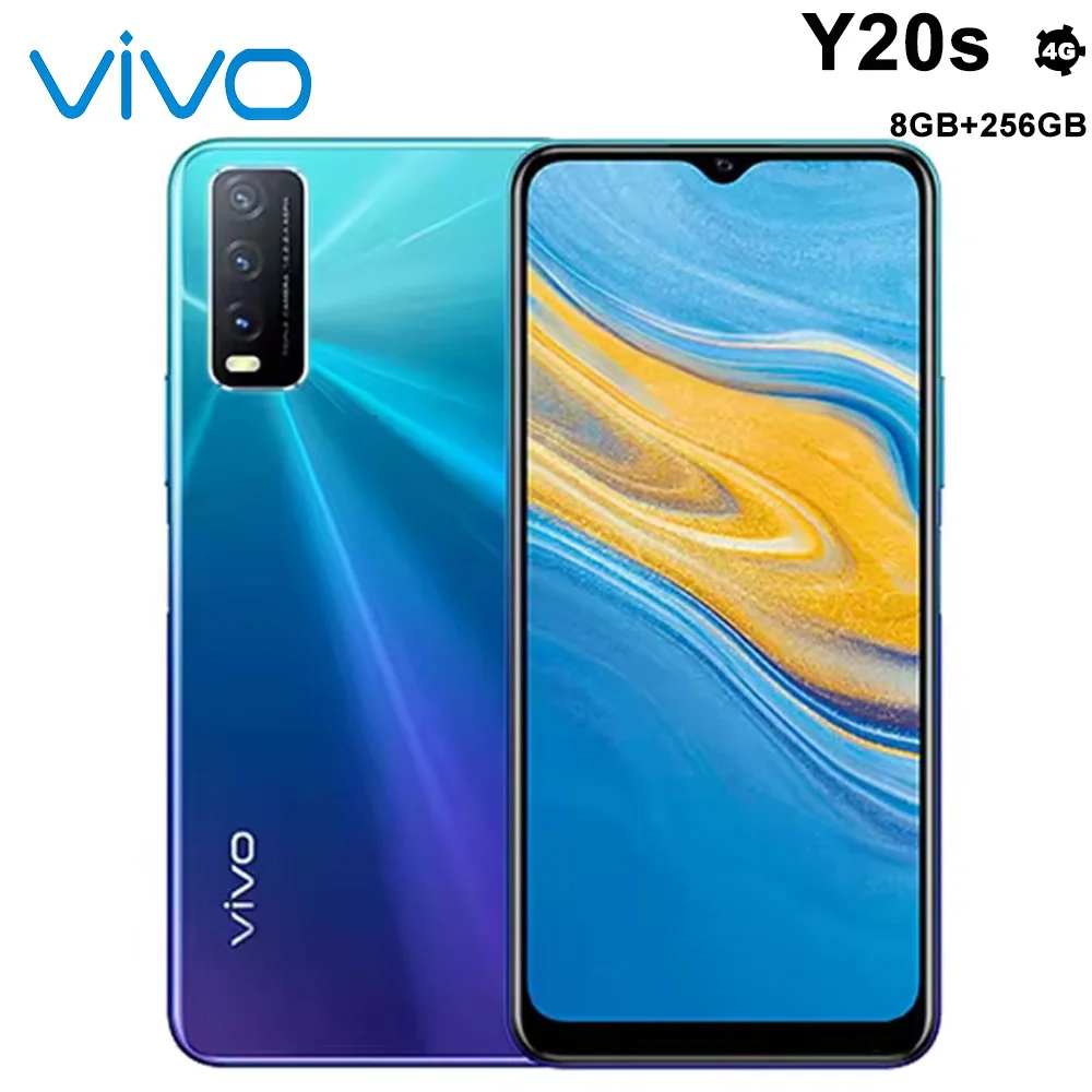 VIVO Y20S Smartphone Snapdragon 460 Chip 8GB+256GB Large Storage Type-C 18W Fast Charging Side Fingerprint High-Def Three-Camera