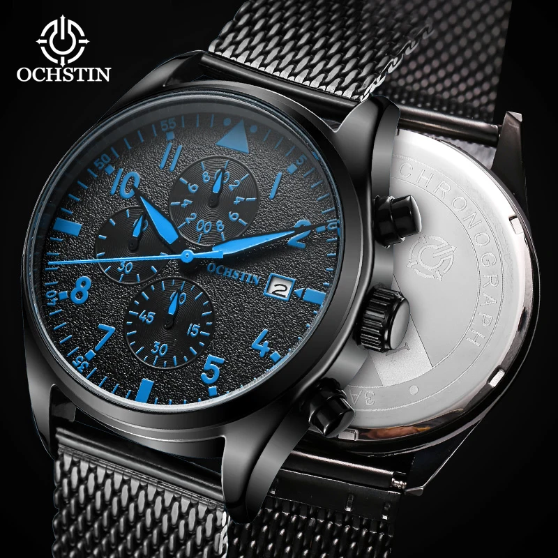 OCHSTIN Men's Watch Multifunction Quartz Movement Personalized Simple Hot Model 2024 Pilot Series Men's Quartz Watch