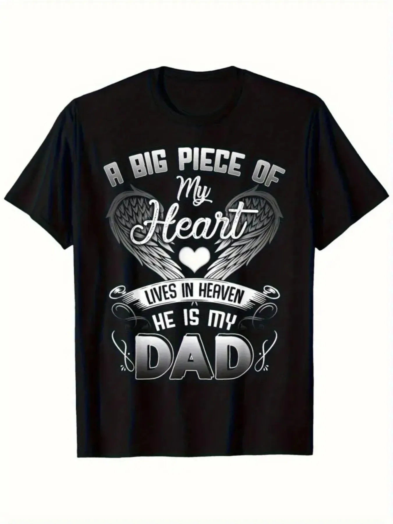 A Tribute to Dad Featuring a T-Shirt with Heavenly Wings, Perfect for Music Lovers. This Comfortable Men'S Tee Has a Crew Neck,