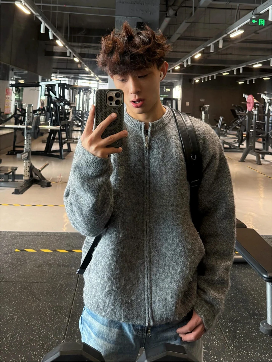 

Deep ey Men's Knitted Sweater Cardigan Thiened round Ne Soft Cozy American Retro Winter Outerwear Zipper Closure Casual