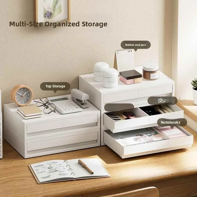 Mestercock Japanese Style Desktop Organizer Box High Aesthetic Plastic Drawer Type Office Desk A4 Paper Storage Drawer