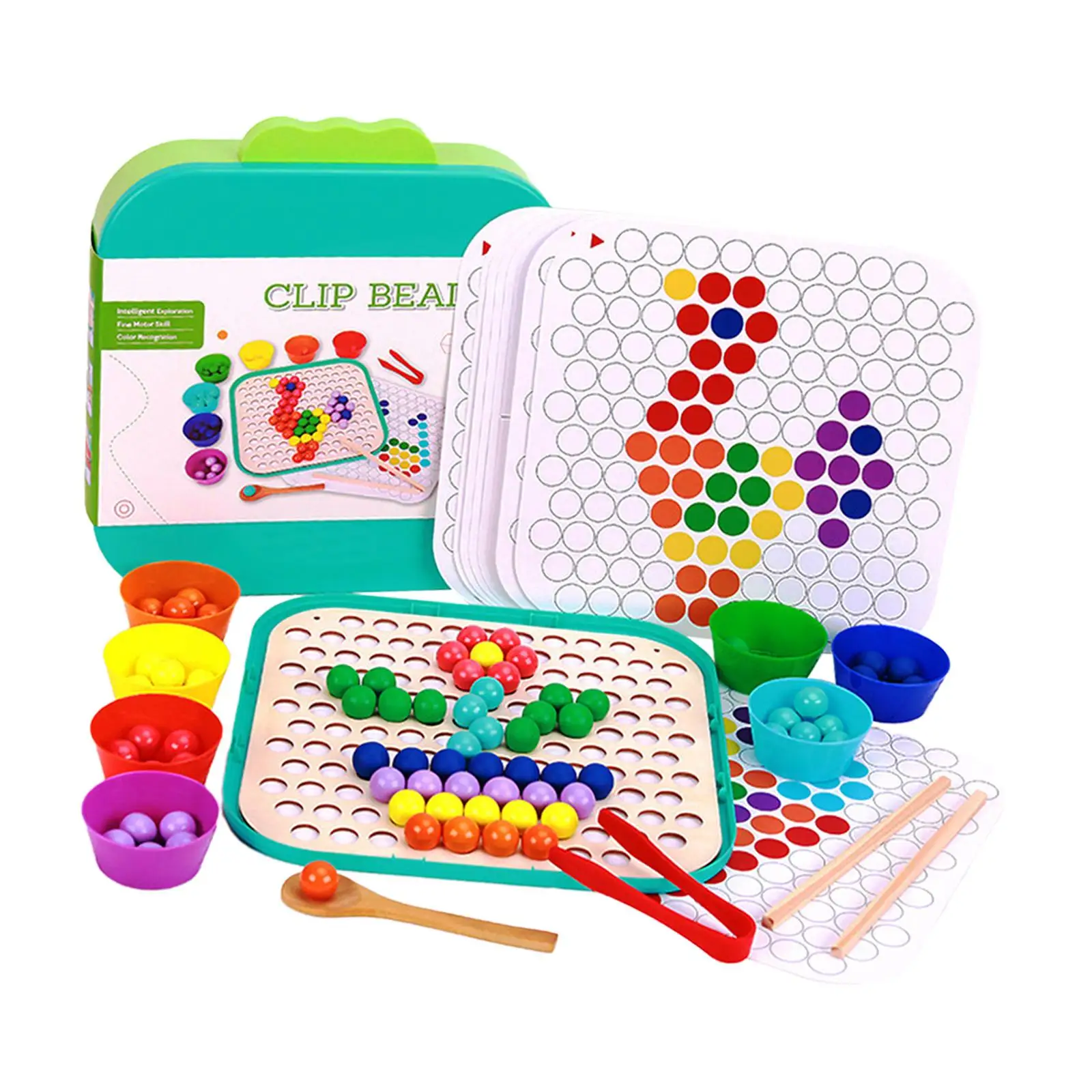 Rainbow Color Sorting Toys Counting Toy for Kids Clip Bead Game for Activity Interaction Coordination Kindergarten Primary