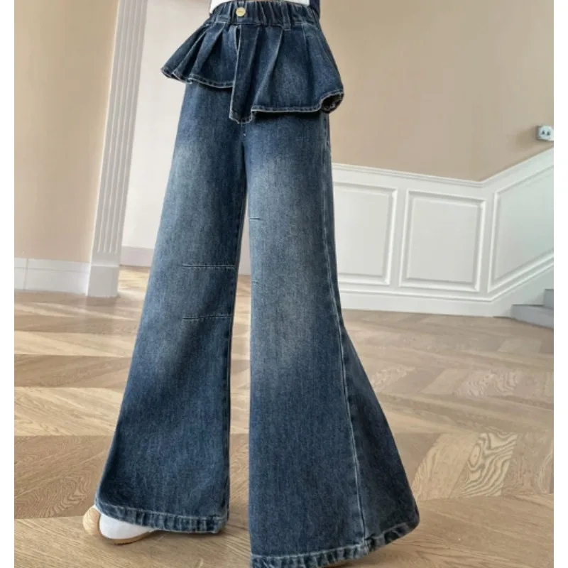 Girls' Pants Autumn Flower Bud New Style Girls' Bell Bottom Pants Stylish and Versatile Slimming New Product