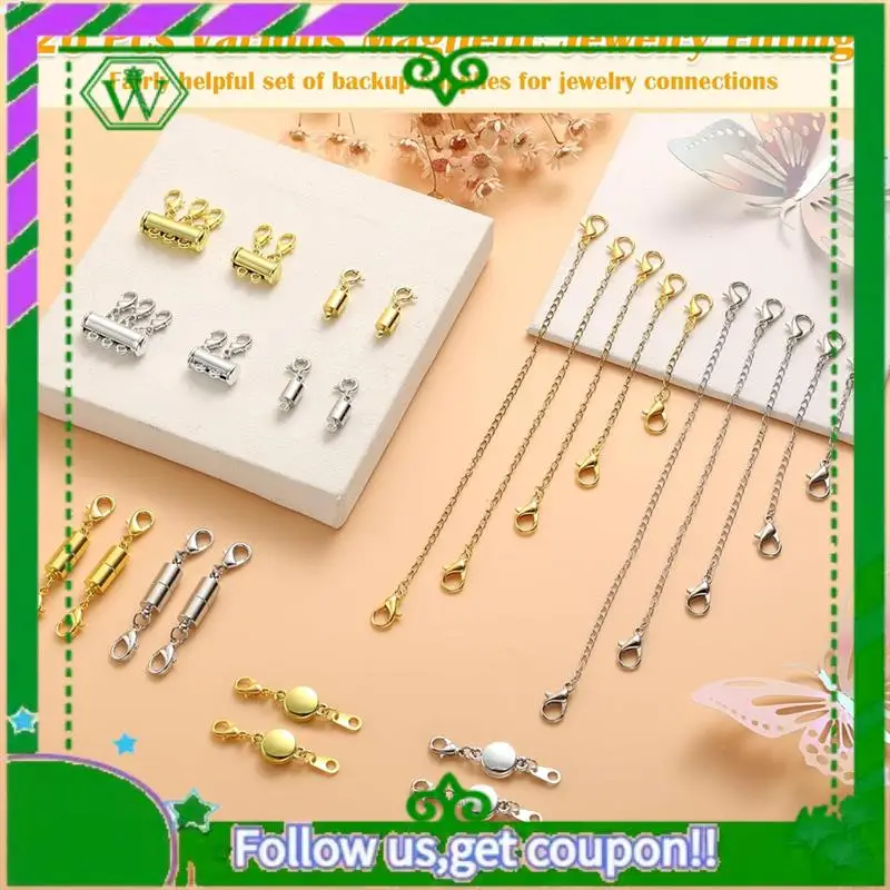 

A18P-26Pc Necklace Extender And Magnetic Jewelry Clasp Layering Clasps And Bracelet Extender Chain For Easier Wearing Jewelry