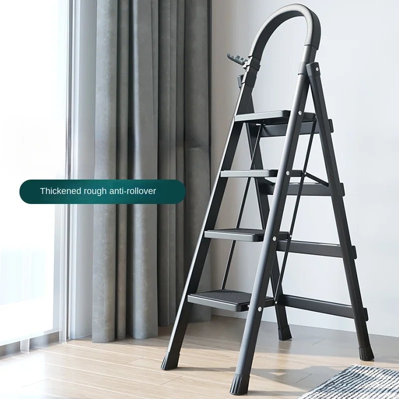 Folding Ladder Home Carbon Steel Thickening Indoor Herringbone Mobile Stairs Telescopic Step Multifunctional Escalator Safe