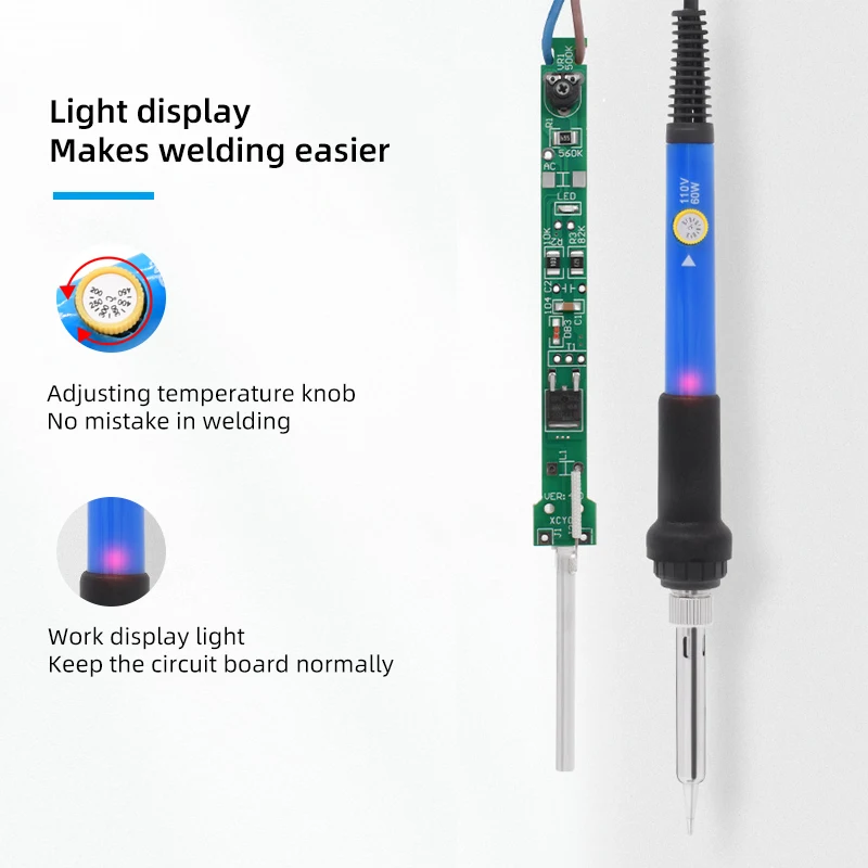 60W Electric Soldering Iron 200-450℃ Adjustable Temperature 110V/220V Rework Station Heat Pencil Tips Repair Tools by PROSTORMER