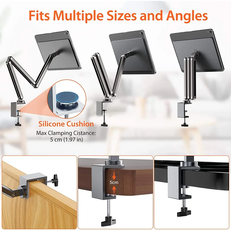 Foldable Tablet Stand Aluminium Alloy Desktop Hanging Magnetic Ipad Stand Accessories Multi-angle Adjustable Reading Table Stand