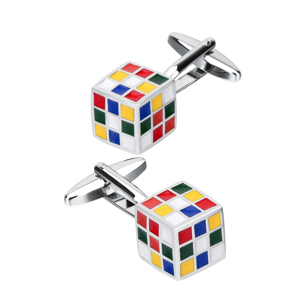 NVT Novelty Colorful Square Cufflinks For Mens Shirt High Quality Enamel Cuff Links Gift Jewelry Dropshipping