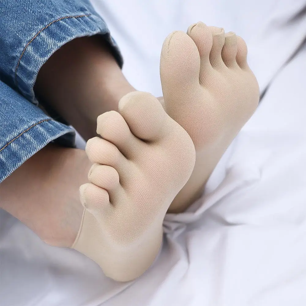 Five Toe Ankle Sock Fashion Women Cotton Blend Lace Antiskid Invisible Low Cut Socks Summer Thin Invisibility Non Slip Sock
