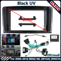 Car Radio Fascia Frame For 2006-2010 BENZ ML W164 9INCH UV BLACK Stereo Panel Wire Harness Power Cable Adapter